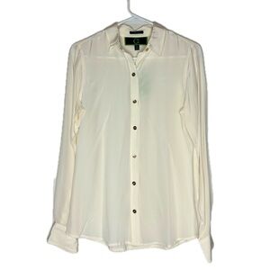 C. Wonder by Christian Siriano Preppy Ivory White Gold Buttons Blouse S New